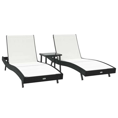 Leżaki 3 pcs Czarny i Biały 40 x 40 x 40.5 cm polirattan na Arena.pl