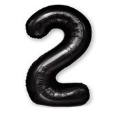 Balon foliowy cyfra 2 czarna,  100 cm