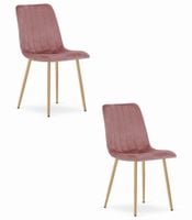 Krzesło tapicerowane LAVA różowy aksamit welur 2 szt. do kuchni jadalni