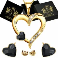 Mennica Świdnicka - Serca Złoty Damski Zestaw Srebro 925 Prezent Urodziny