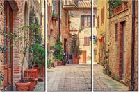 60 90CM OBRAZ 3 ELEM STARA ALEJKA TOSKANII DRUK PŁÓTNO RAMA