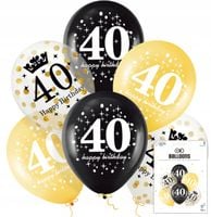 ZESTAW BALONÓW Z KONFETTI NA 40 URODZINY JUBILUSZOWE DEKORACJA URODZINOWA