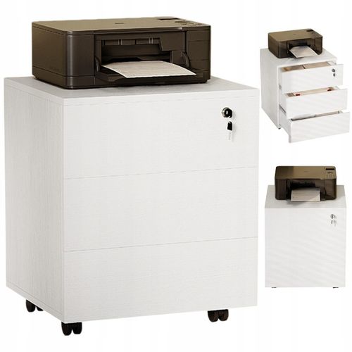 Kontenerek biurowy na kółkach z szufladami na kluczyk mobilna szafka biała na Arena.pl