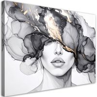 Obraz nowoczesny czarno złoty do salonu sypialni, Kobieta 30x20