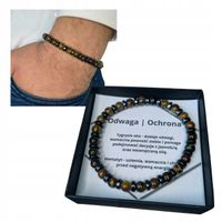 Bransoletka męska ochrona odwaga tygrysie oko hematyt talizman prezent