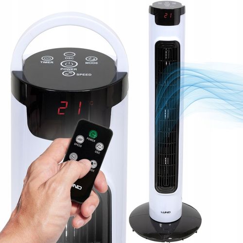 WENTYLATOR KOLUMNOWY LUND 81CM 50W WIATRAK PODŁOGOWY STOJĄCY LED +PILOT na Arena.pl