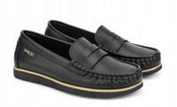 Venezia VEN-26-03 buty damskie r. 38 skóra skórzane czarne wsuwane mokasyny