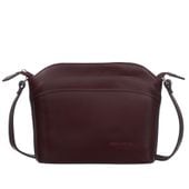 VERA PELLE torebka skórzana listonoszka z paskiem V575 c.bordowa