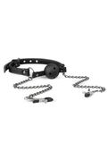 knebel-open ball gag with nipple clamps