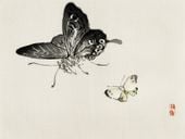 Plakat 20x15cm Butterflies, Kōno Bairei Japoński Vintage do Salonu