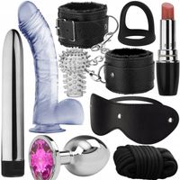 DUŻY ZESTAW GADŻETÓW EROTYCZNYCH wibratory, dildo, ringi, kajdanki, korek..