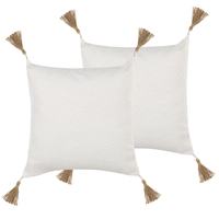 Zestaw 2 poduszek dekoracyjnych koronkowych z frędzlami 45 x 45 cm biały AZALEA