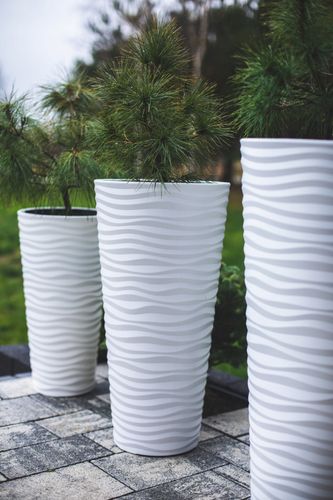 Doniczka okrągła Sahara Dunes Slim 40 | Jasnoszary na Arena.pl