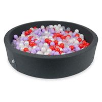 Suchy basen 130x30cm grafitowy z piłeczkami 600szt (przezroczyste, perłowe, wrzosowe, czerwone)