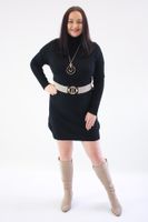Czarna Sweterkowa Sukienka Midi z Golfem UNI