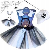 STRÓJ KOSTIUM PRZEBRANIE Duszek Duch HALLOWEEN Spódniczka Opaska Torba
