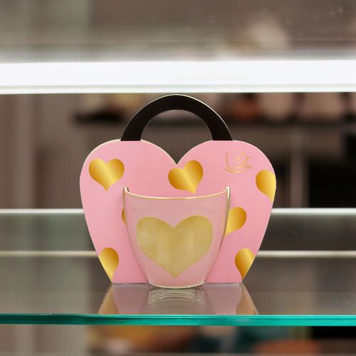 KUBEK RÓŻOWY SERCE DUŻY 460ML Z UCHEM UNIWERSALNY PORCELANA DO KAWY HERBATY na Arena.pl