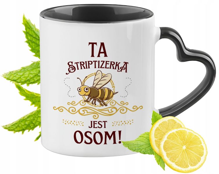 Dla Striptizerki Kubek Czarny Z Uszkiem W Kształcie Serca Na Prezent zdjęcie 1