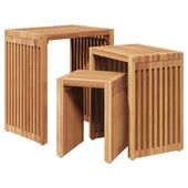 Zestaw Stolików 3 pcs Brązowy 33 x 44.5 x 51 cm