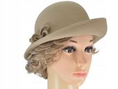 Kapelusz damski FILCOWY ASYMETRYCZNY beżowy