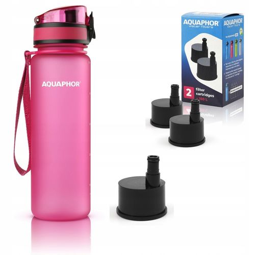 Butelka z filtrem Aquaphor City Różowa Bidon 0,5L Filtr Węglowy 3 Wkłady na Arena.pl