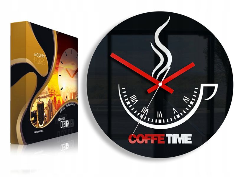 ZEGAR ŚCIENNY COFFEE TIME II BLACK zdjęcie 3