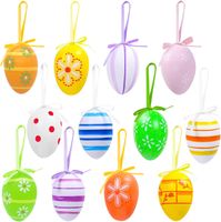 24 Kolorowe Jajka Wielkanocne - Ozdoby Wiszące, Ręcznie Malowane Pisanki