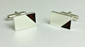 Srebrne spinki do mankietów z bursztynem zdjęcie 1