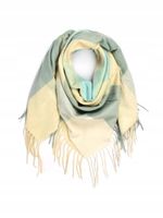 Versoli - miękka i ciepła chusta z frędzlami krata żółty mięta 19# HIT