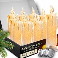 12X ŚWIECZKI ELEKTRYCZNE WKŁAD DO ZNICZY ŚWIECZKA BATERIE BROKATOWA
