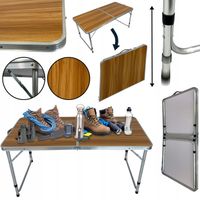 STÓŁ KEMPINGOWY SKŁADANY TURYSTYCZNY ALUMINIOWY STOLIK SC1002 DREWNO