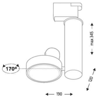 Reflektorek LAMPA sufitowa NATORI 6608 Shilo metalowa OPRAWA regulowana do 3-fazowego systemu szynowego czarna zdjęcie 4