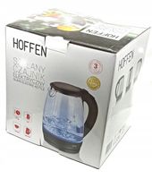 Szklany Czajnik Elektryczny z podświetleniem LED Hoffen 2200W 1,8L Czarny