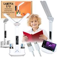 Lampka led biurkowa z wyświetlaczem lampa na biurko zegar temperatura dotyk