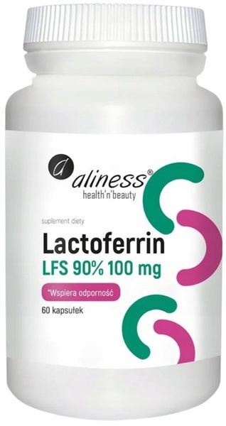 ALINESS Lactoferrin LFS 90 % 100 mg LAKTOFERYNA wchłanianie żelaza 60 kaps. zdjęcie 2