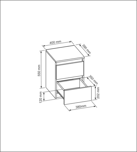 KOMODA STOLIK NOCNY FRONT BIAŁY POŁYSK 2 SZUFLADY zdjęcie 2