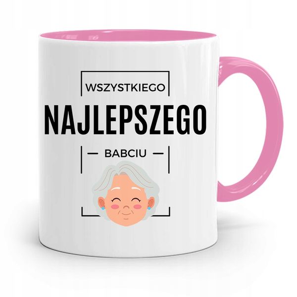 Kubek Różowy Dla Babci Wszystkiego Najlepszego Z Nadrukiem Ze Zdjęciem zdjęcie 1