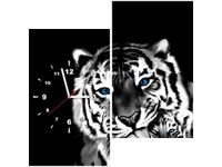 60X60CM ZEGAR TYGRYSY OBRAZ DREWNO ŚCIAN KWADRAT