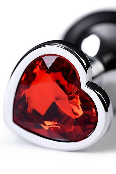 silver anal plug with pink gem heart-shaped zdjęcie 11