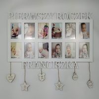 Multiramka metryczka ramka na zdjęcia Pierwszy roczek imię mdf 12 10x15