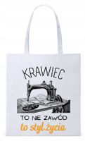 Dla Krawca Krawcowej Torba Eco Biała Shopper Z Nadrukiem Ze Zdjęciem