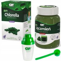 BIO Chlorella 330g (1320 tabletek) + BIO Jęczmień 300g + shaker + miarka