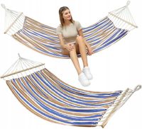 HAMAK OGRODOWY KEMPINGOWY JEDNOOSOBOWY HUŚTAWKA Z DRĄŻKIEM 200x100cm 120kg