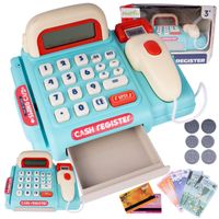 Kasa Sklepowa Fiskalna Skaner Dźwięk Kalkulator Niebieska