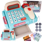 Kasa Sklepowa Fiskalna Skaner Dźwięk Kalkulator Niebieska