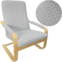 POKROWIEC NA FOTEL FINKA ELASTYCZNY ŻAKARD JODEŁKA JASNY SZARY