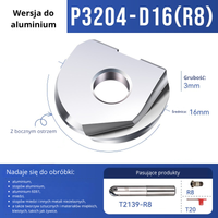 Płytka kulowa T2139 do freza kulowego Wer. do aluminium P3204-D16-R8