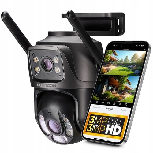 Kamera Zewnętrzna Obrotowa 2 OBIEKTYWY WIFI 2x3MPx LUXTORN ICS33DL-30V1 6MP na Arena.pl