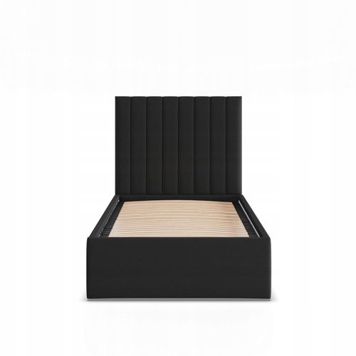 Łóżko Ramowe POLLA JEDNOOSOBOWE Tapicerowane Pojedyncze CZARNE na Arena.pl