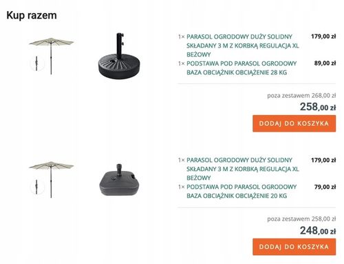 PARASOL OGRODOWY DUŻY SOLIDNY SKŁADANY 3 M Z KORBKĄ REGULACJA XL ECRU na Arena.pl